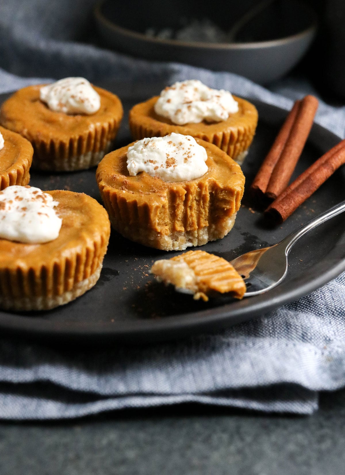 Easy No-Bake Pumpkin Tarts with Walnut Crust (Vegan, Paleo)